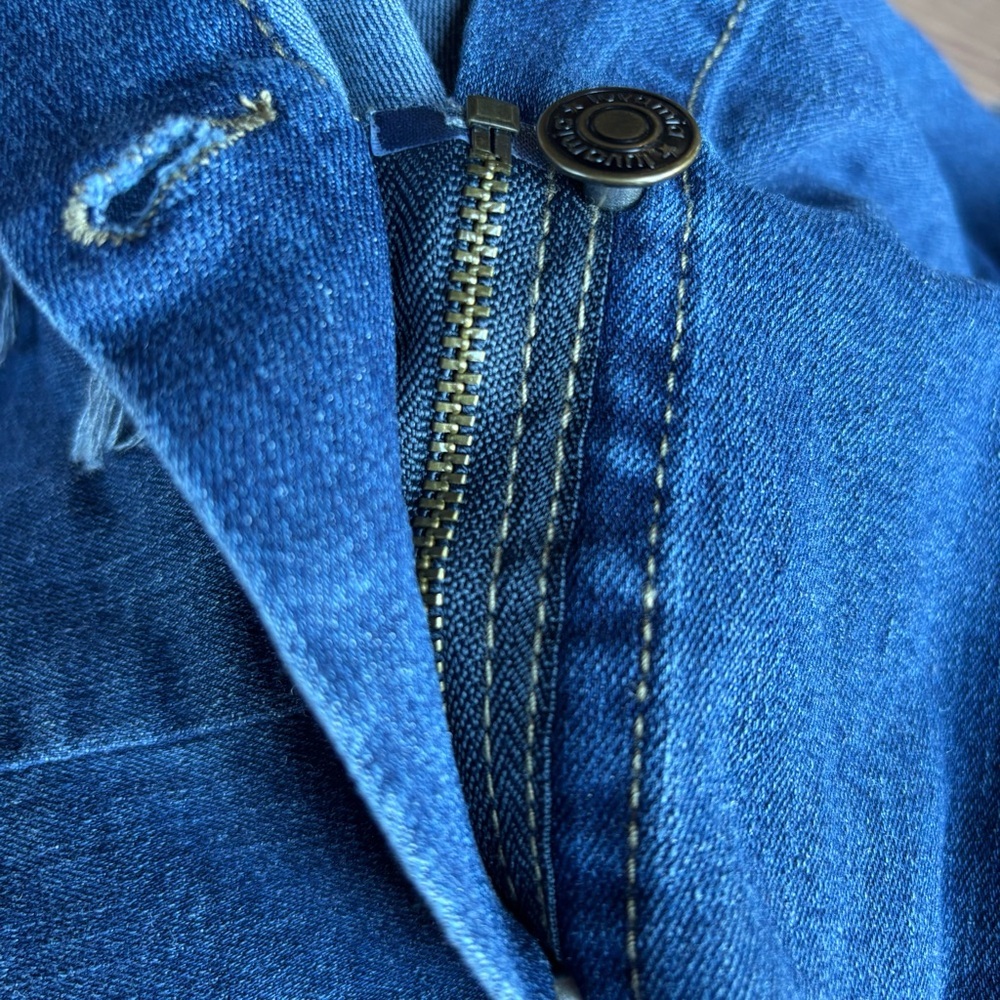 Elegant Indigo Combination Button and Zip- Down Jean Midi Skirt - Picture 6 of 6